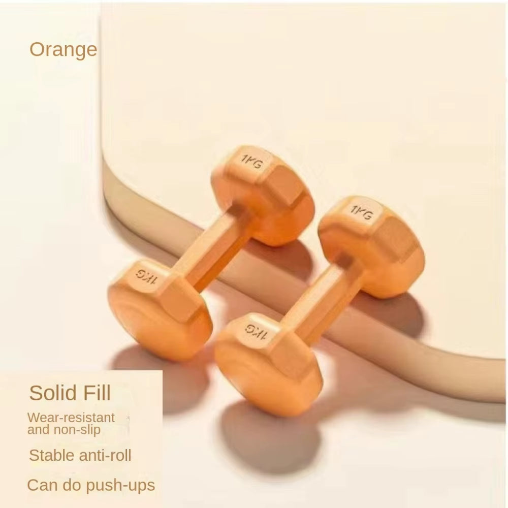 New 1Kg Fitness Dumbbell Set Waterproof PVC Kettlebell Anti-Roll Non-Slip Small Dumbbell Women'S Fitness