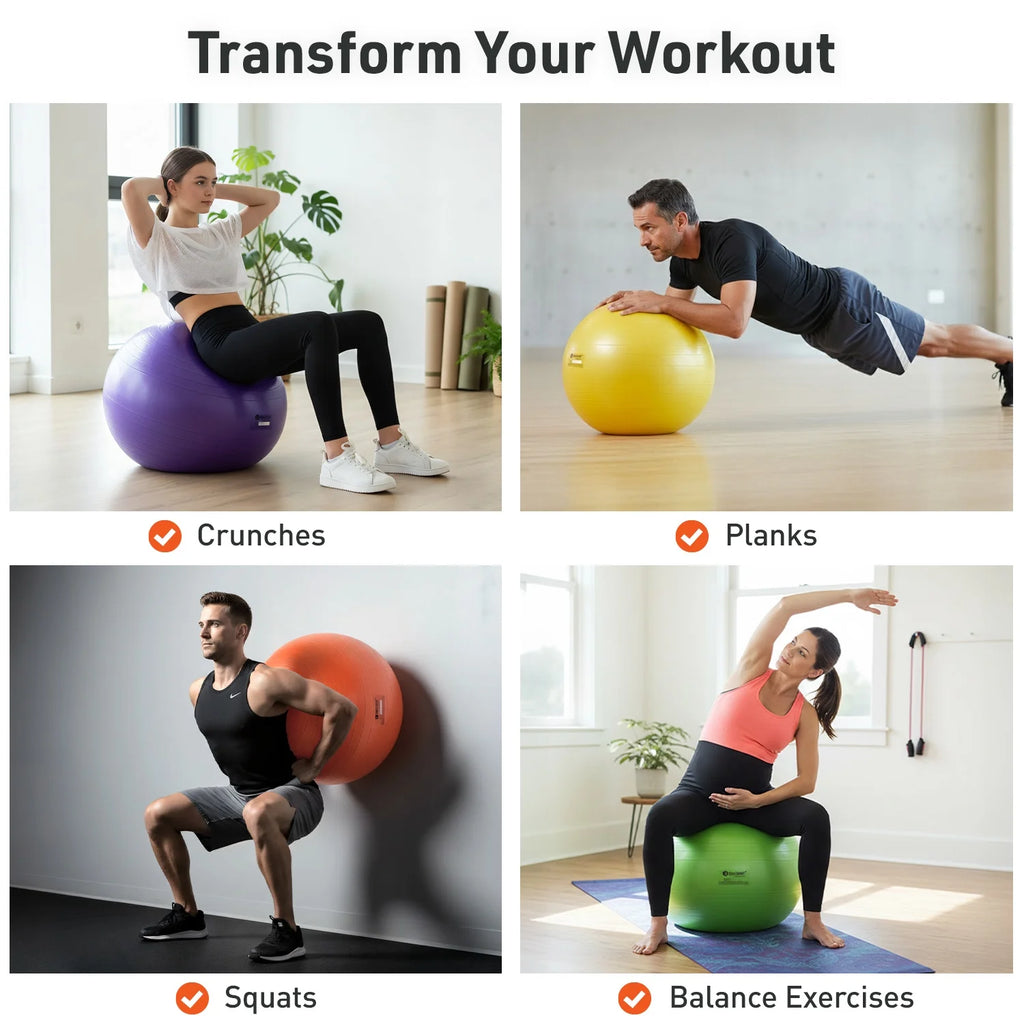 Teal Fitness Ball (85 Cm), Pump & Exercise Guide Included