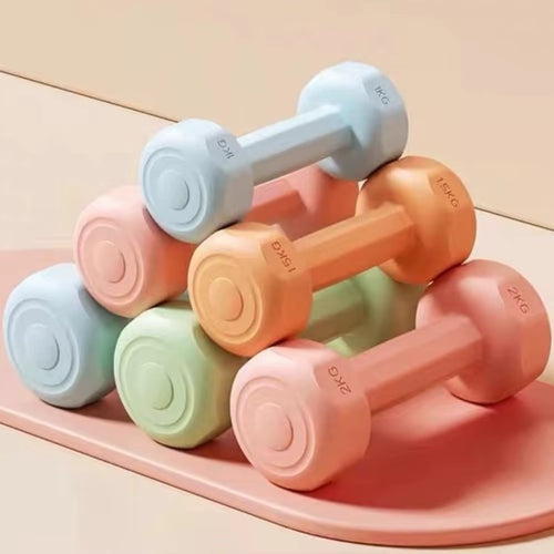 New 1Kg Fitness Dumbbell Set Waterproof PVC Kettlebell Anti-Roll Non-Slip Small Dumbbell Women'S Fitness