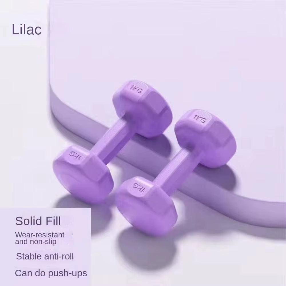 New 1Kg Fitness Dumbbell Set Waterproof PVC Kettlebell Anti-Roll Non-Slip Small Dumbbell Women'S Fitness