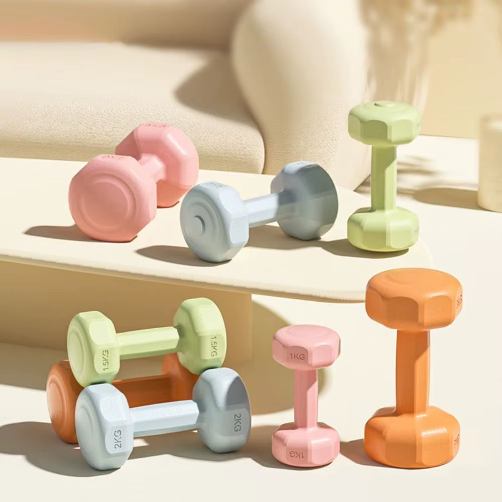 New 1Kg Fitness Dumbbell Set Waterproof PVC Kettlebell Anti-Roll Non-Slip Small Dumbbell Women'S Fitness